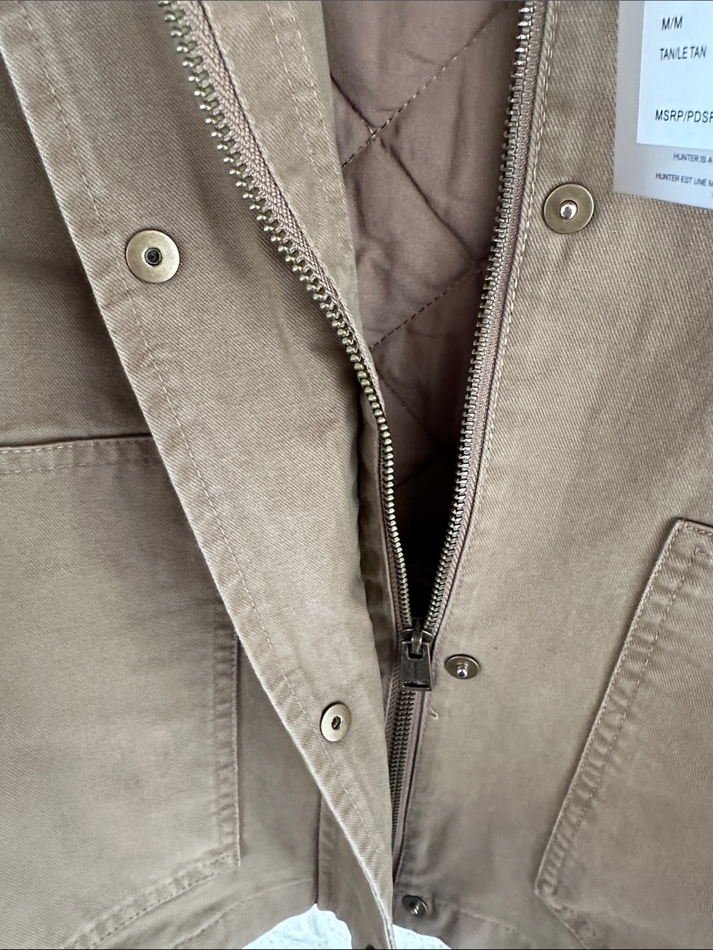 NWT Hunter Oversized Barn Chore Utility Jacket M Casual Tan Chocolate Brown - Picture 5 of 8